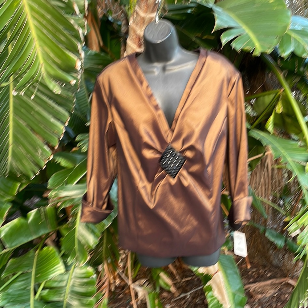 JR nights woman bronze metallic formal top